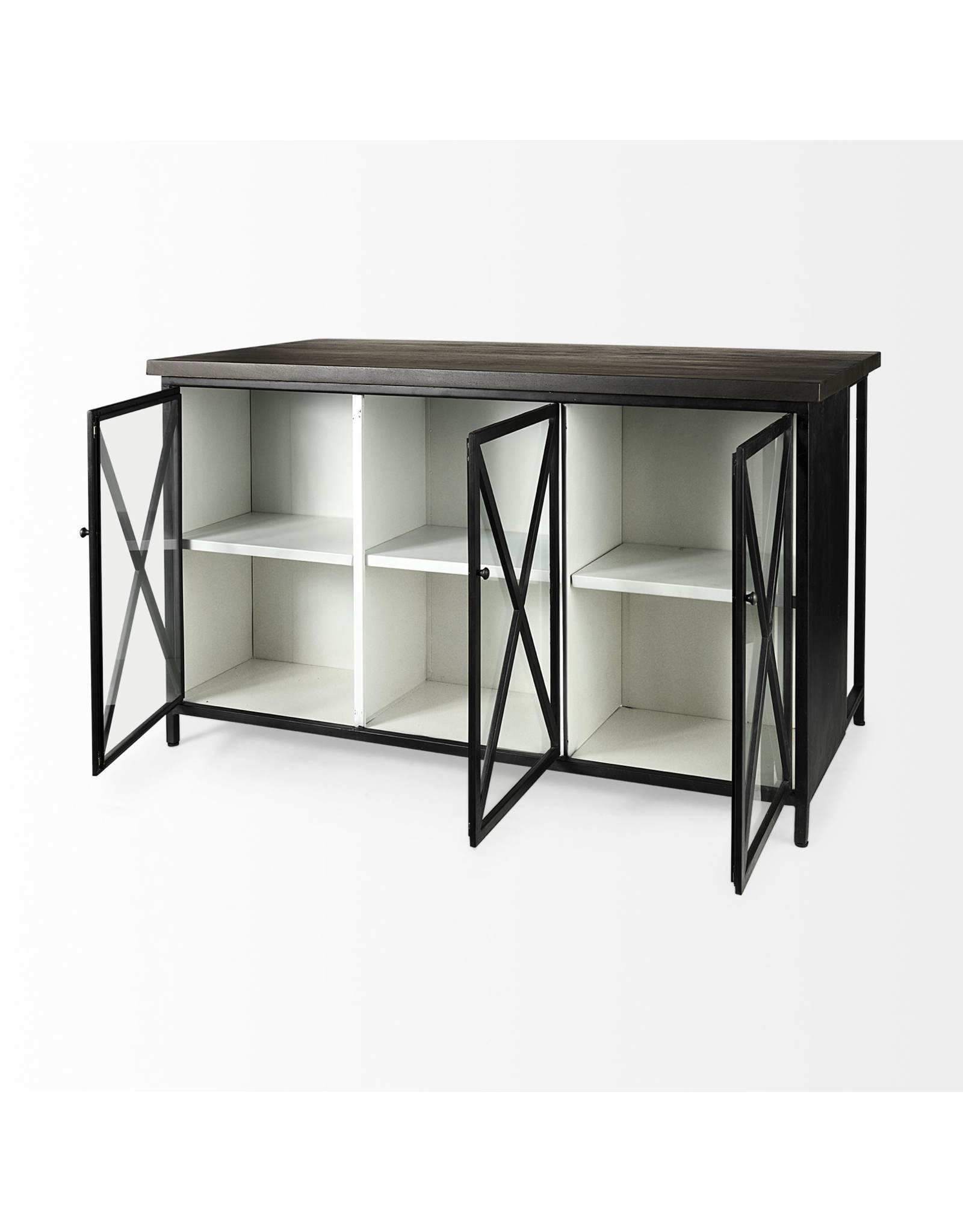 Dimitra Dark Iron w/ Glass Doors Kitchen Island