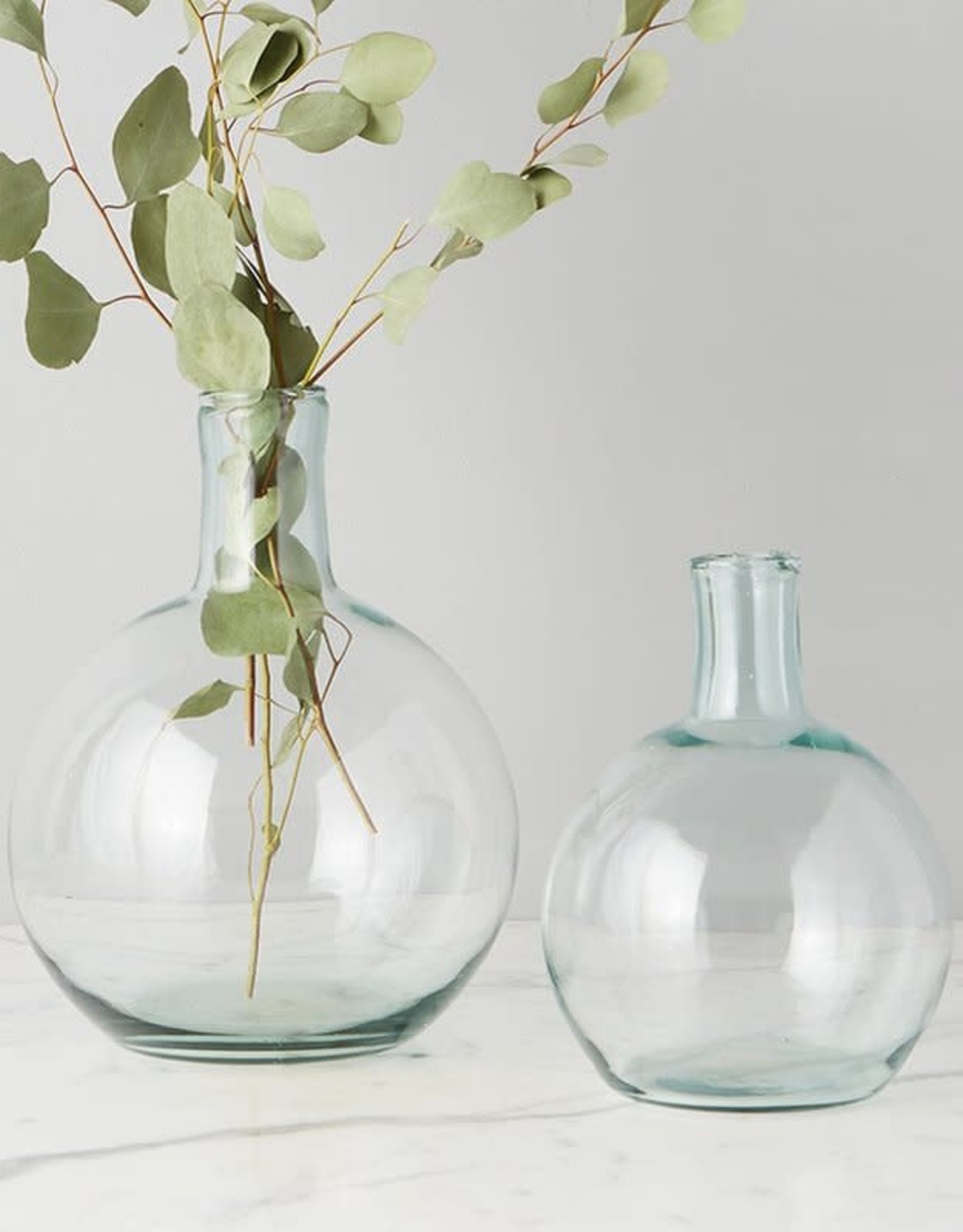 Etú Home Clear Round Bottom Flask Vase, Small