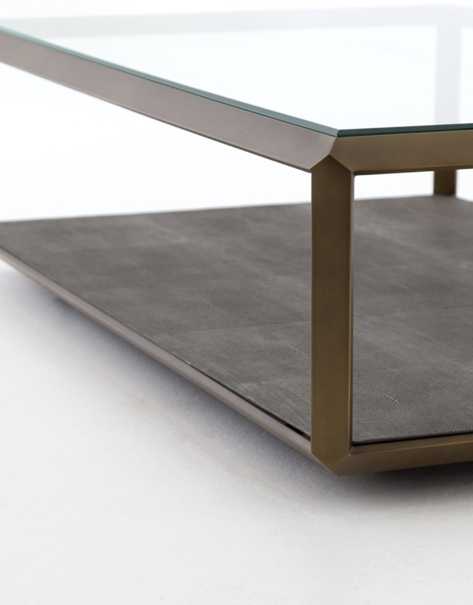 Shagreen Shadowbox Brass/Grey Coffee Table