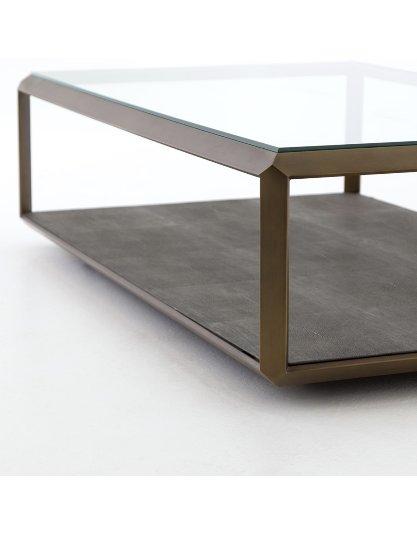 Shagreen Shadowbox Brass/Grey Coffee Table