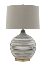 Ceramic Textured Table Lamp w/ Natural Linen Shade