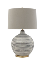 Ceramic Textured Table Lamp w/ Natural Linen Shade