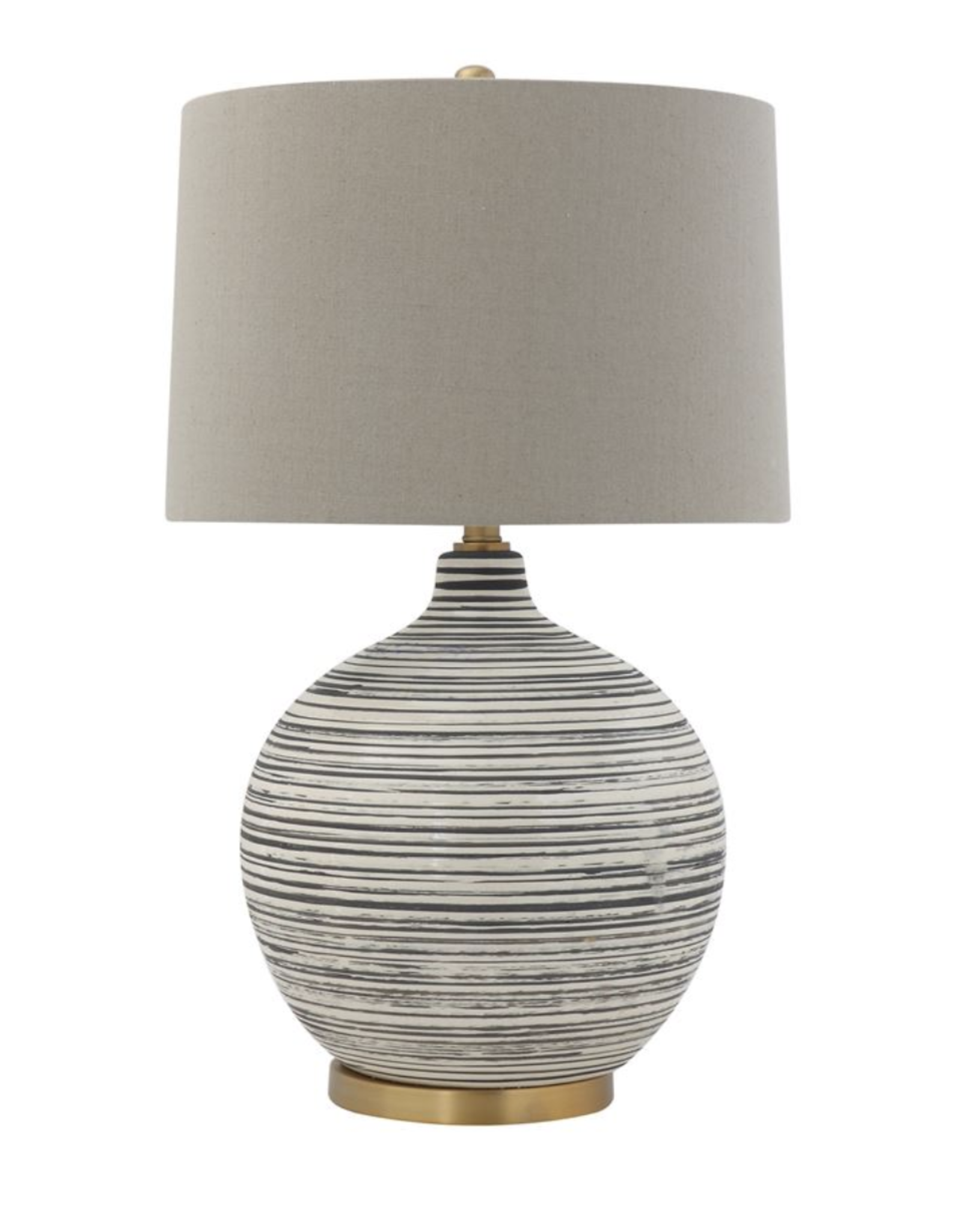 Ceramic Textured Table Lamp w/ Natural Linen Shade