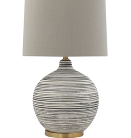 Ceramic Textured Table Lamp w/ Natural Linen Shade