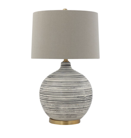 Ceramic Textured Table Lamp w/ Natural Linen Shade