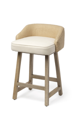 Monmouth Cream/Beige Fabric Seat Brown  Wood Frame Counter Stool