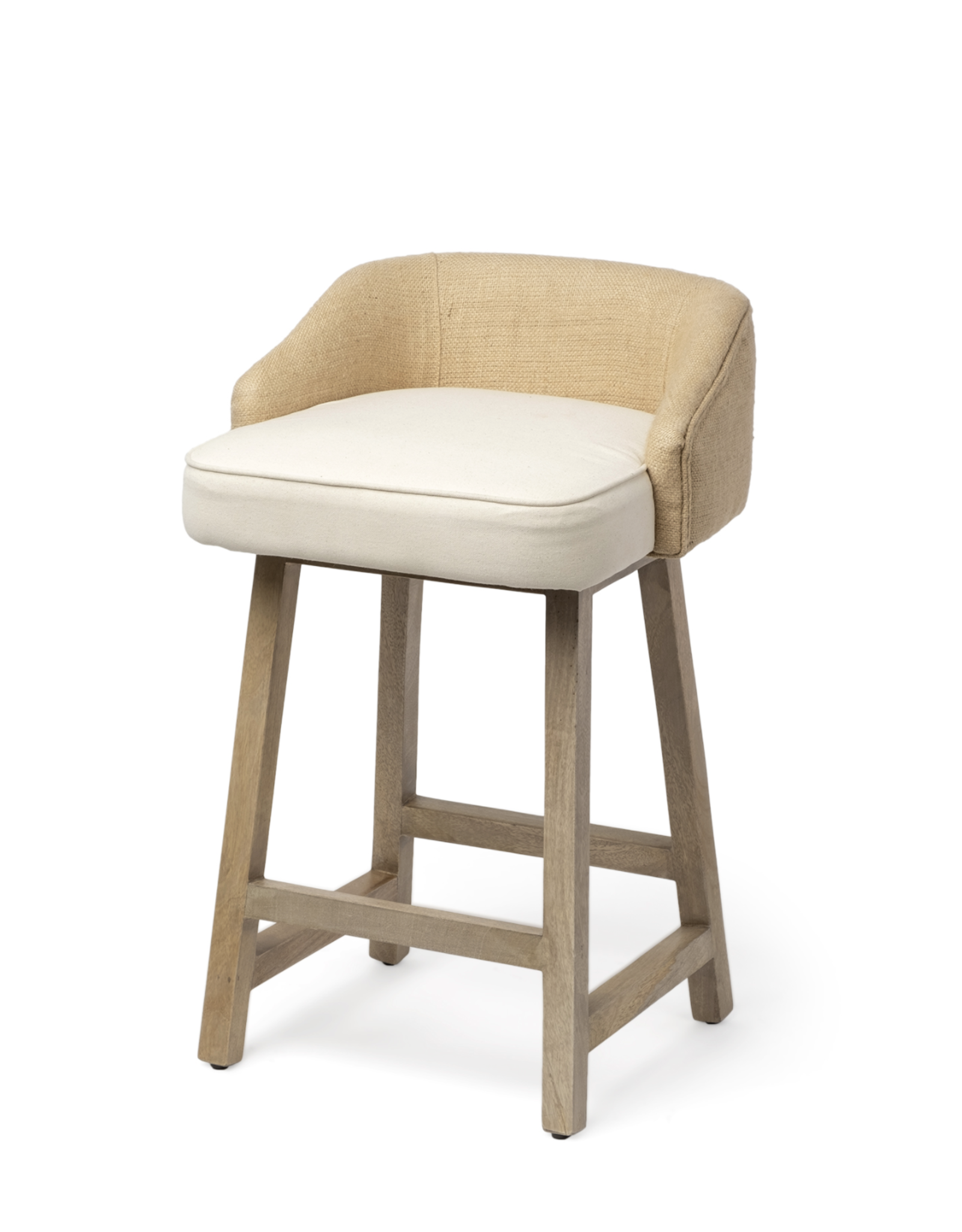 Monmouth Cream/Beige Fabric Seat Brown  Wood Frame Counter Stool
