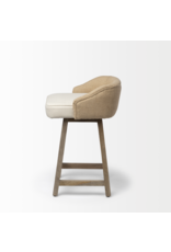 Monmouth Cream/Beige Fabric Seat Brown  Wood Frame Counter Stool