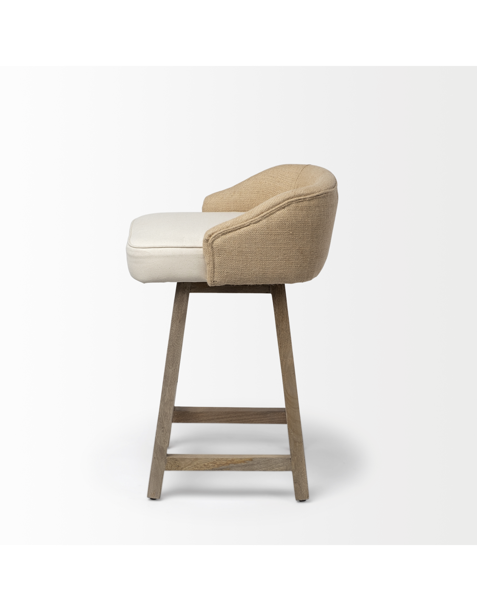 Monmouth Cream/Beige Fabric Seat Brown  Wood Frame Counter Stool