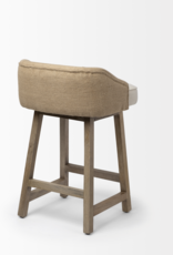 Monmouth Cream/Beige Fabric Seat Brown  Wood Frame Counter Stool