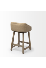 Monmouth Cream/Beige Fabric Seat Brown  Wood Frame Counter Stool