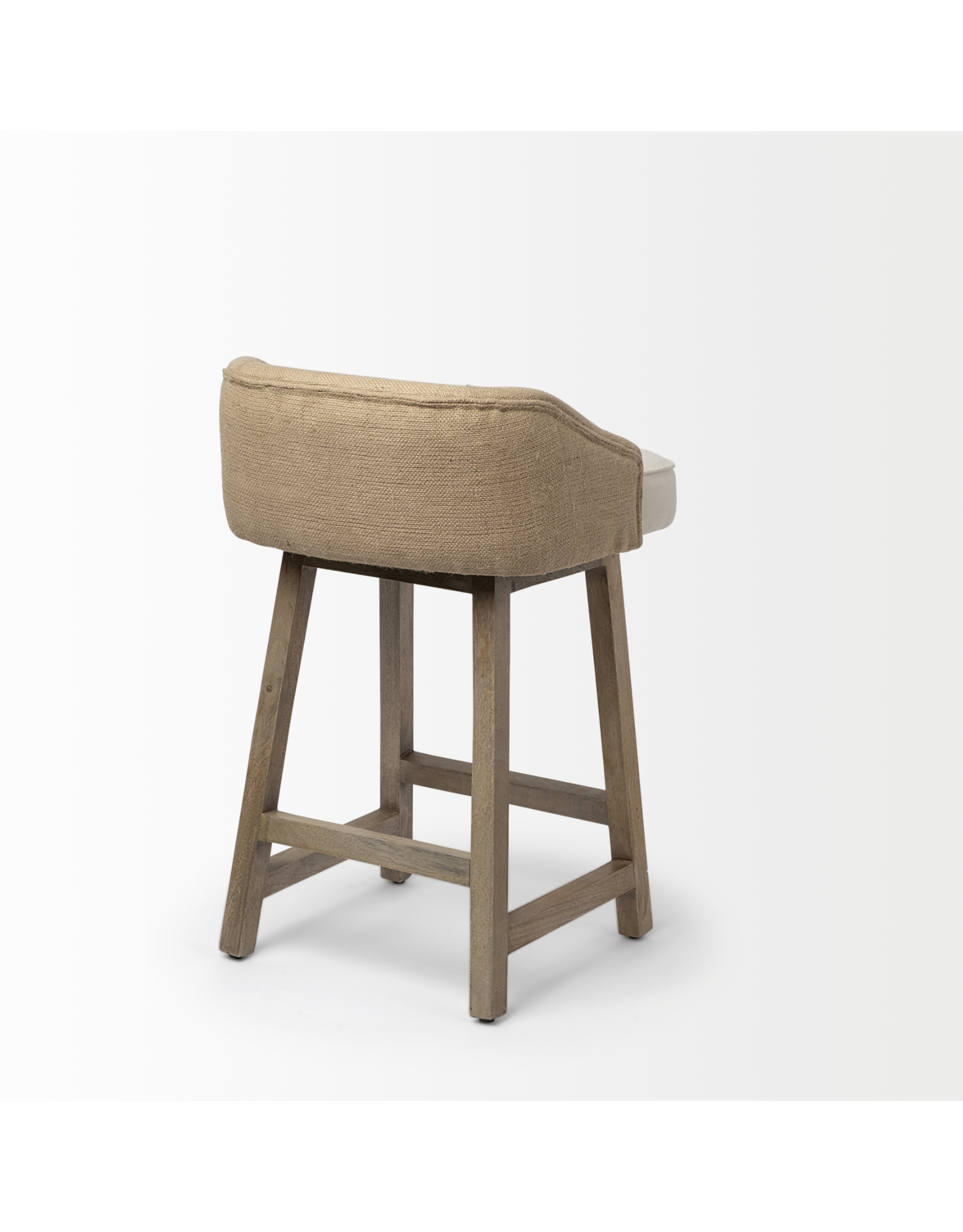 Monmouth Cream/Beige Fabric Seat Brown  Wood Frame Counter Stool