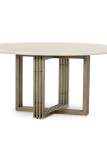 Mia Round Dining Table - Antique Brass/Parchment White