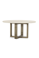 Mia Round Dining Table - Antique Brass/Parchment White