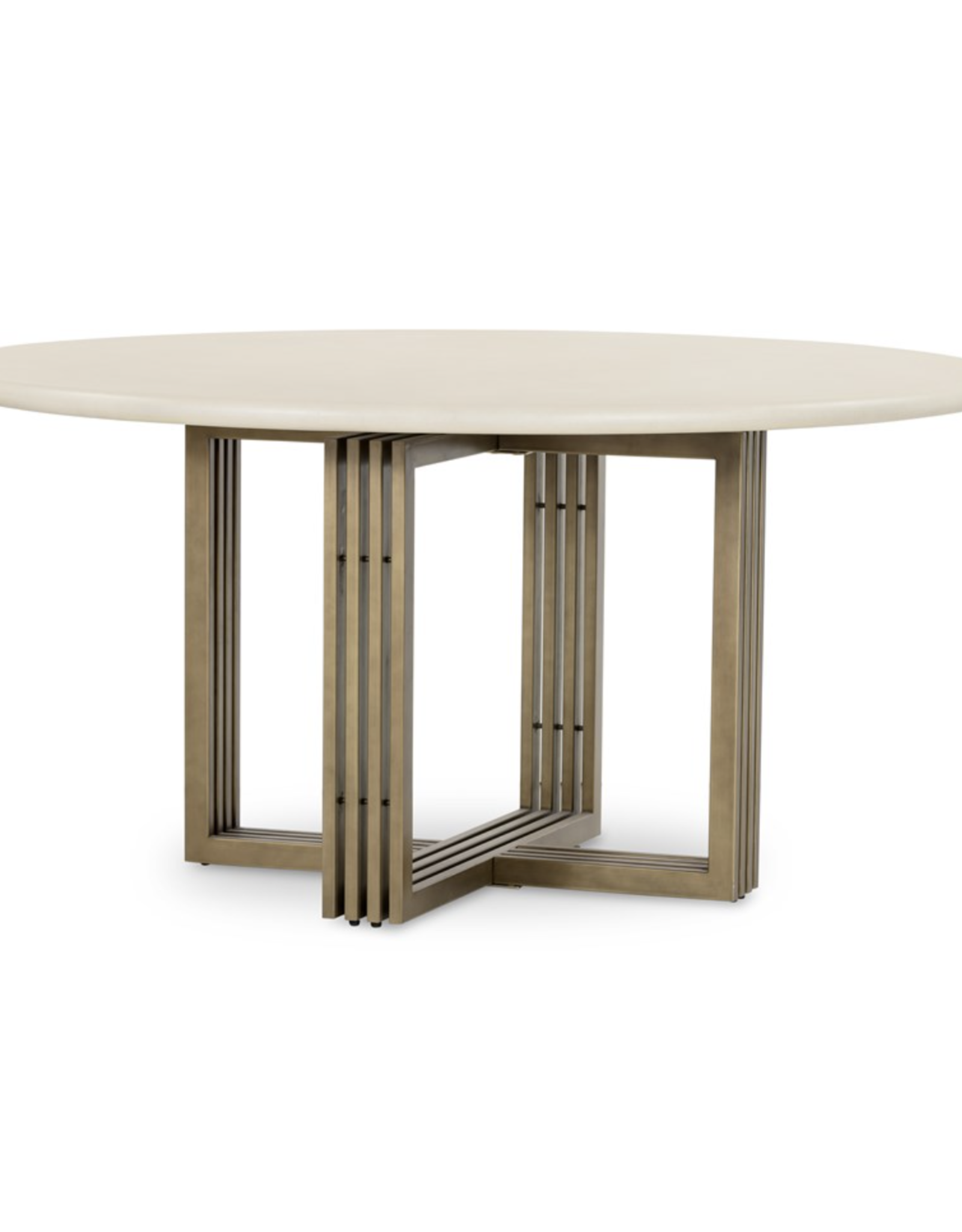 Mia Round Dining Table - Antique Brass/Parchment White