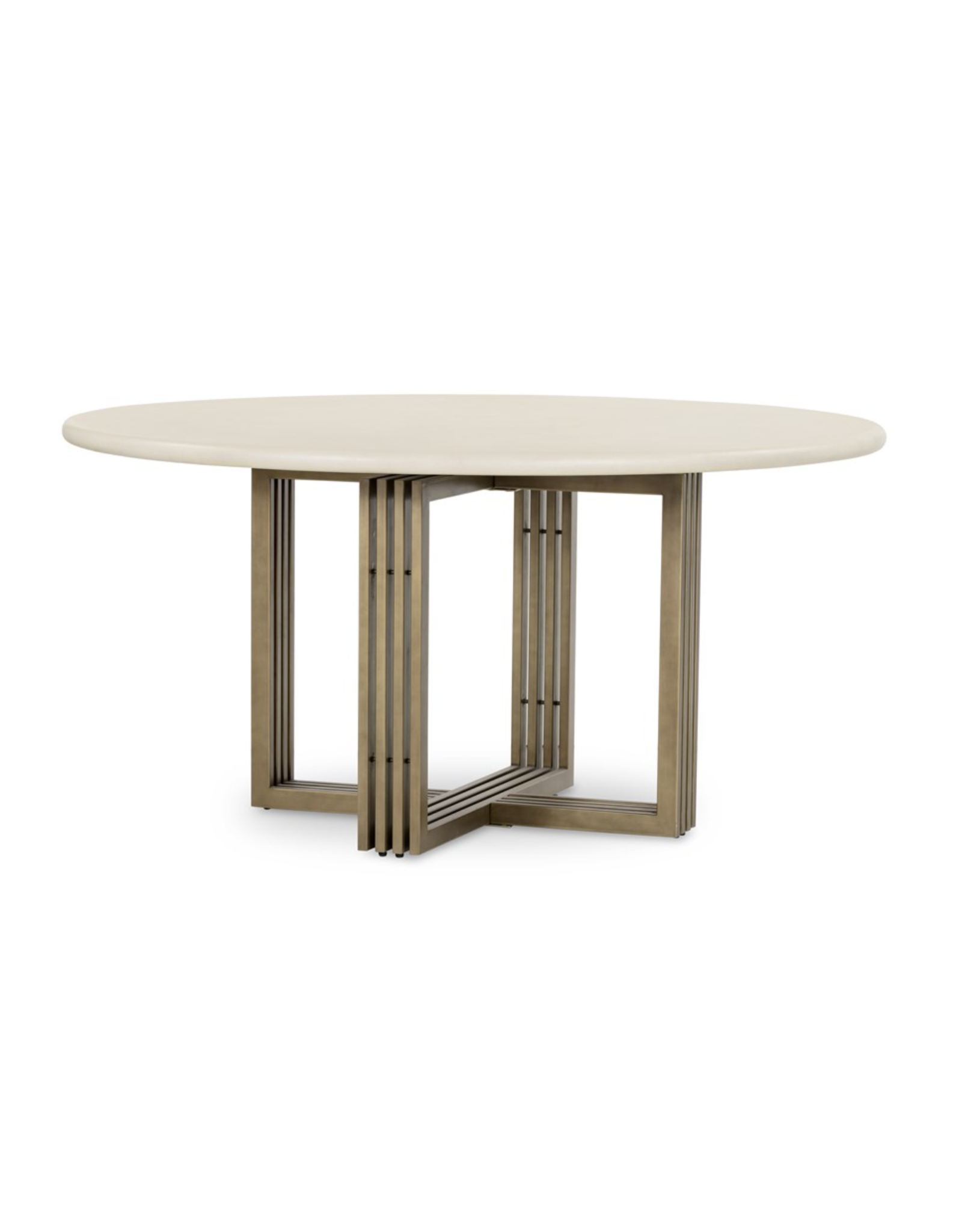 Mia Round Dining Table - Antique Brass/Parchment White