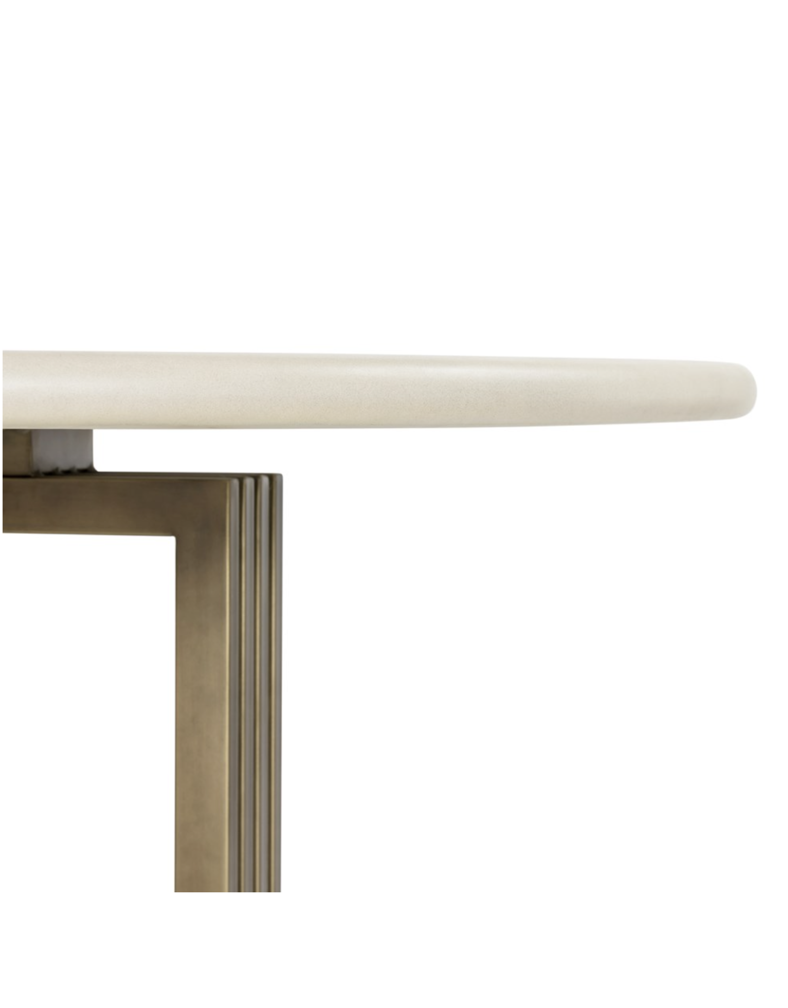 Mia Round Dining Table - Antique Brass/Parchment White