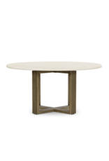 Mia Round Dining Table - Antique Brass/Parchment White