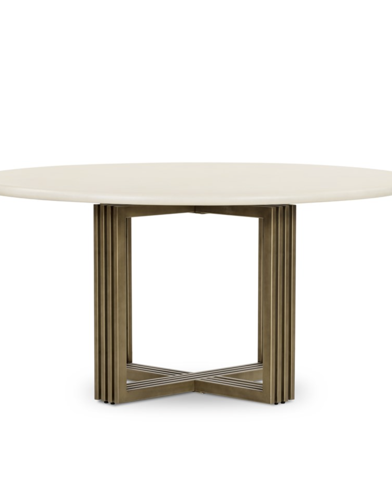 Mia Round Dining Table - Antique Brass/Parchment White
