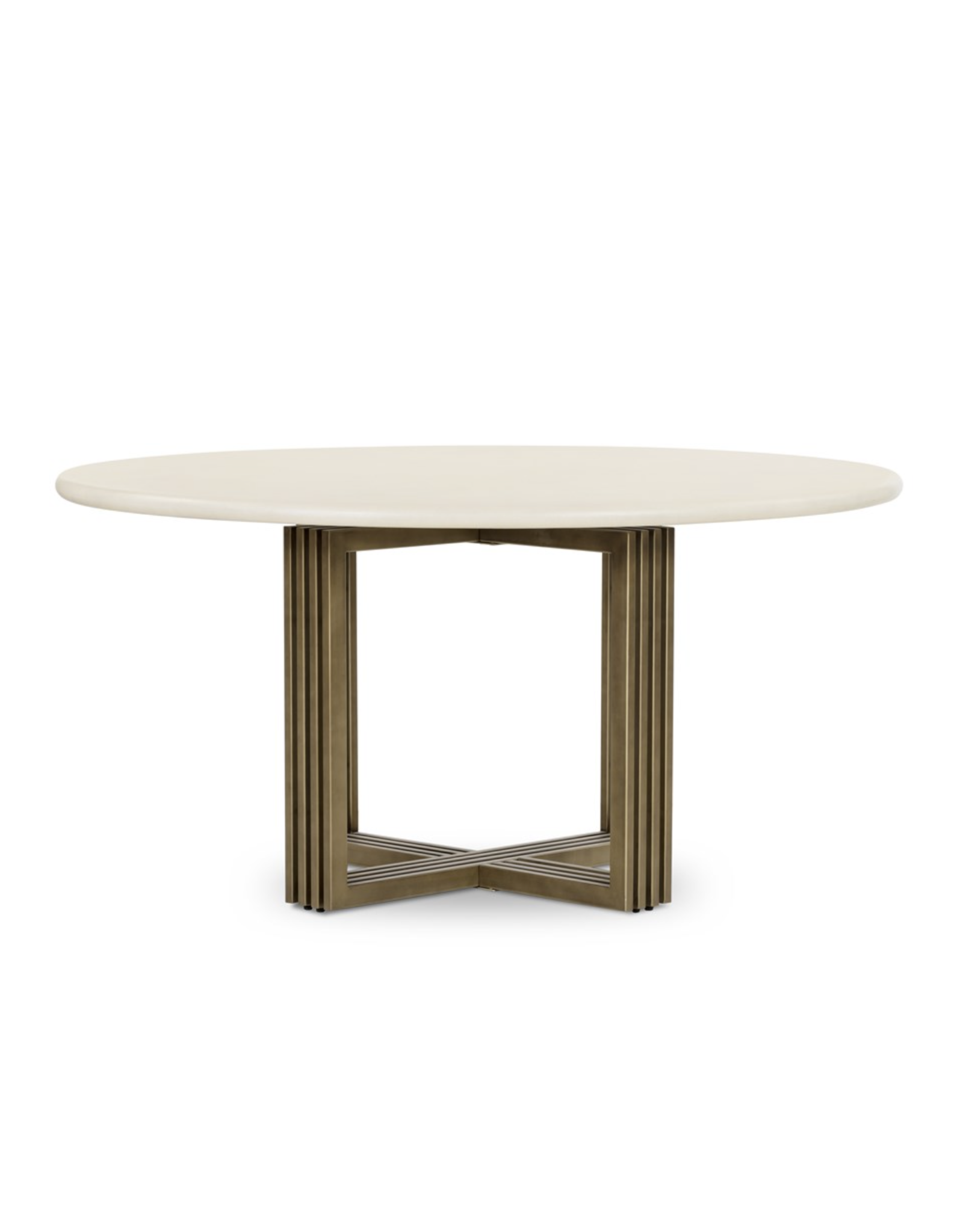 Mia Round Dining Table - Antique Brass/Parchment White