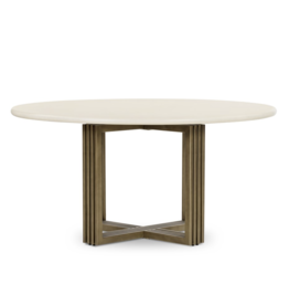 Mia Round Dining Table - Antique Brass/Parchment White