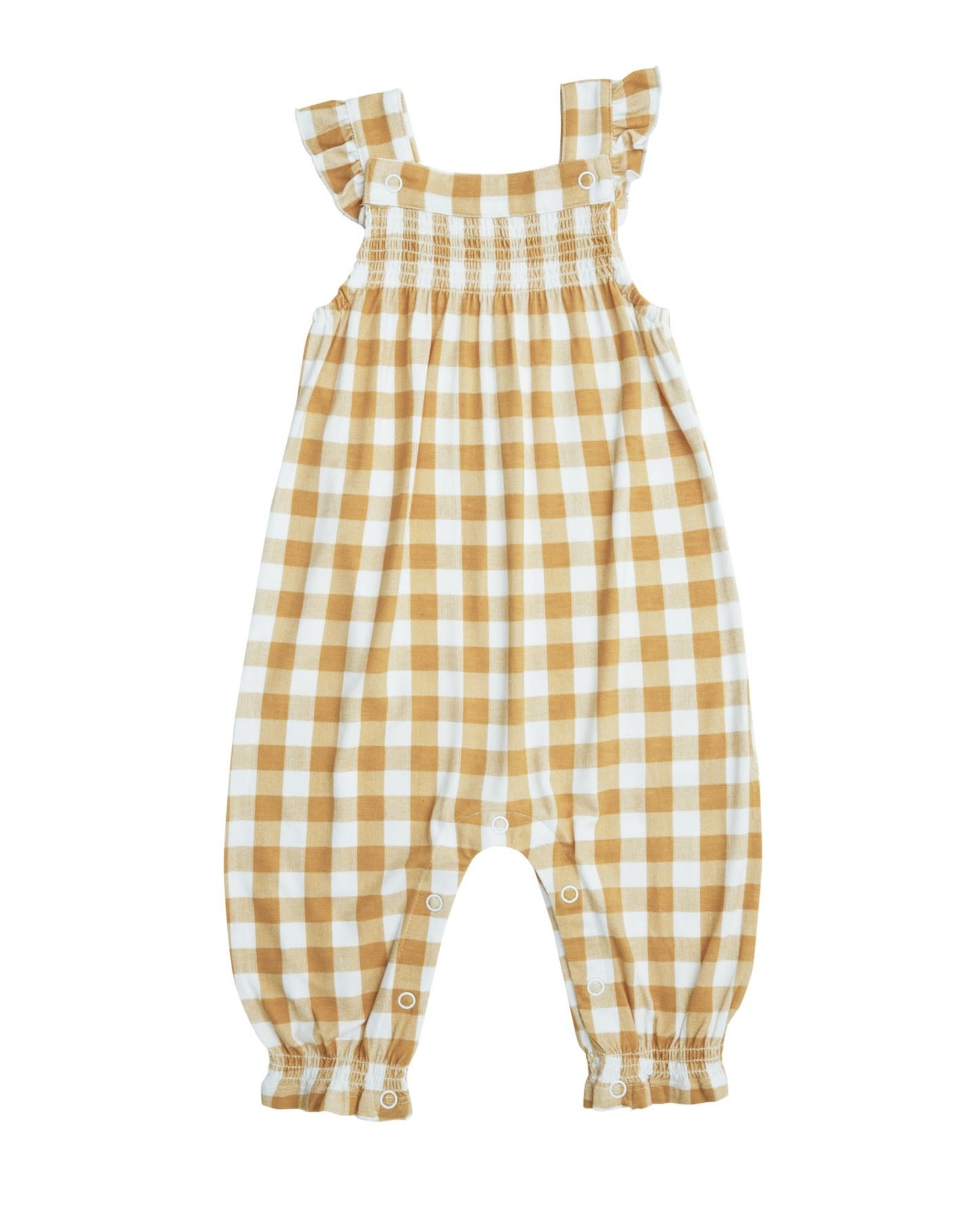 Gingham Smocked Front Coverall