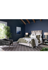 Leigh Upholstered Leather Belt Queen Bed in Palm Ecru