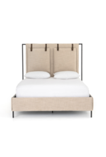 Leigh Upholstered Leather Belt Queen Bed in Palm Ecru
