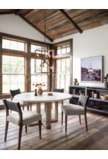 Mia Round Dining Table - Antique Brass/Parchment White