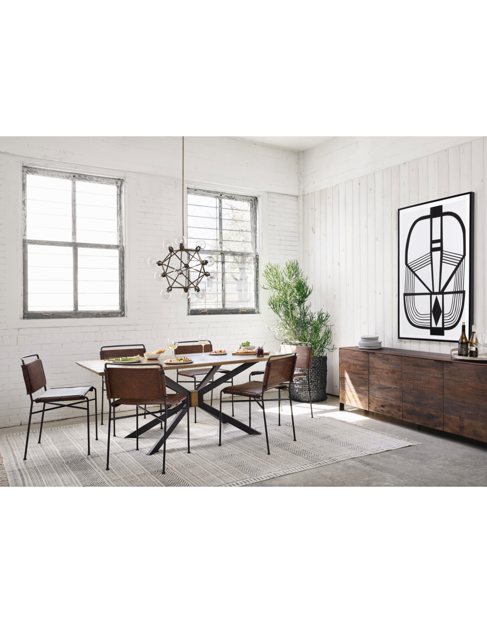 Spider Dining Table in Bright Brass Clad - 94"