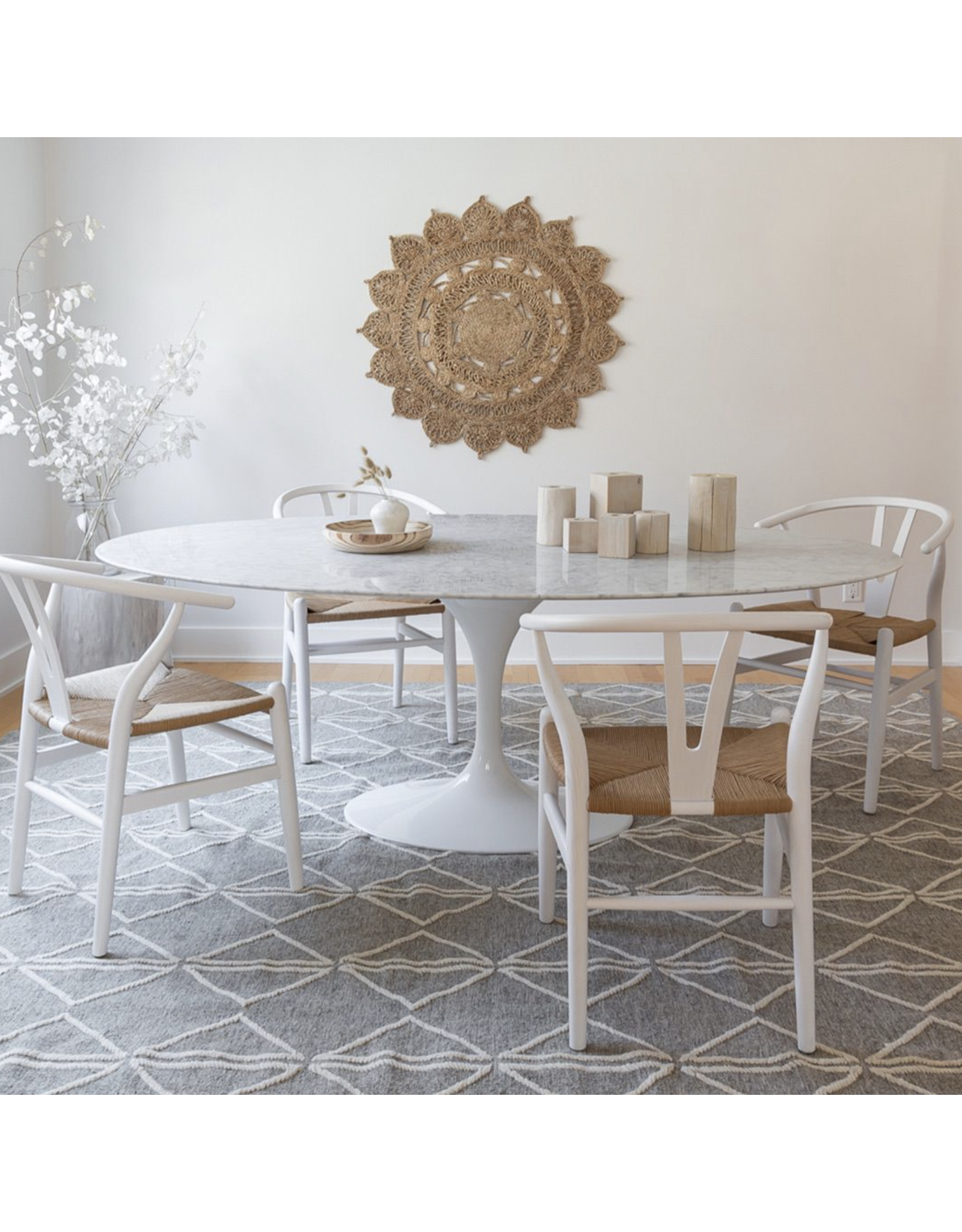 Flute Oval Dining Table Marble