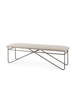 Camille Cream Fabric Seat W/ Metal Frame Bench