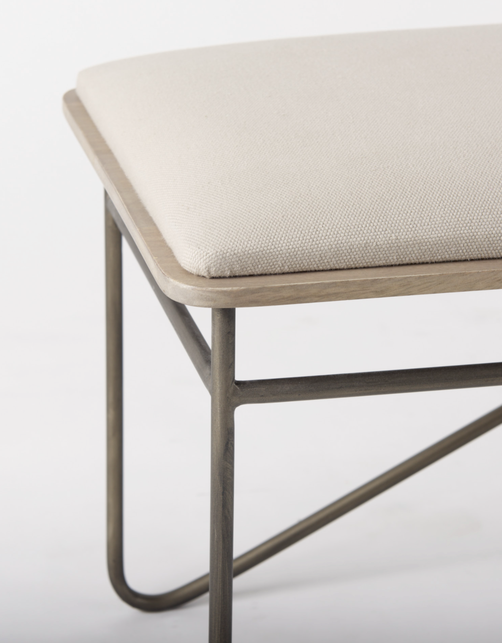 Camille Cream Fabric Seat W/ Metal Frame Bench