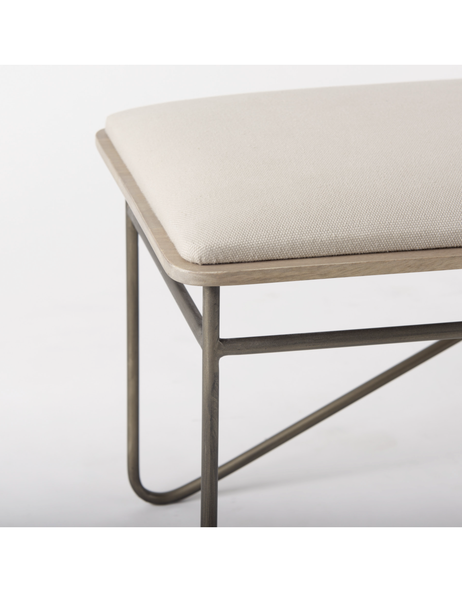 Camille Cream Fabric Seat W/ Metal Frame Bench