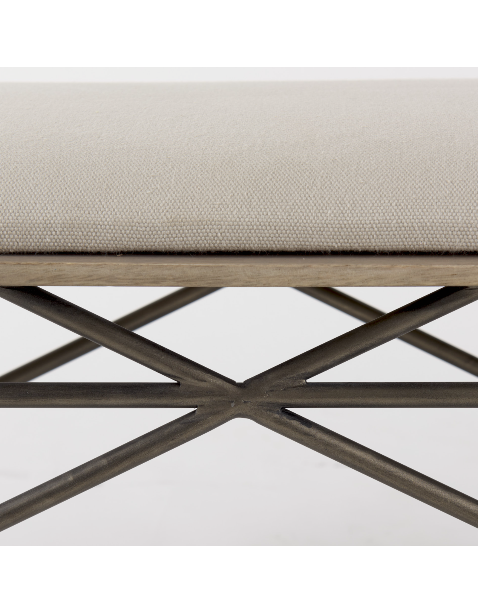Camille Cream Fabric Seat W/ Metal Frame Bench