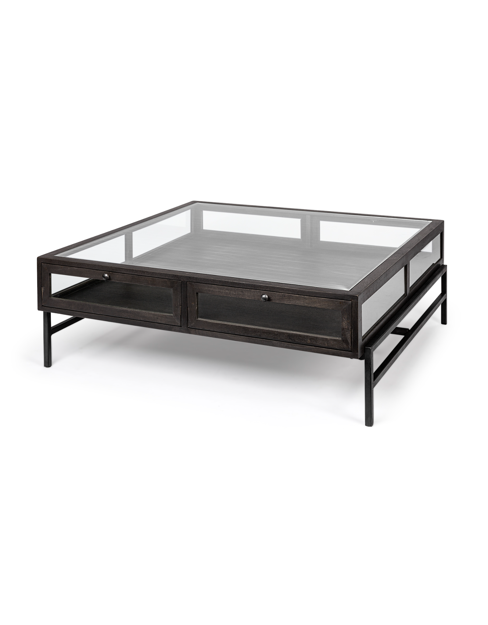 Arelius Square Display Coffee Table in Dark Brown