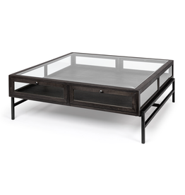 Arelius Square Display Coffee Table in Dark Brown