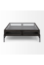 Arelius Square Display Coffee Table in Dark Brown