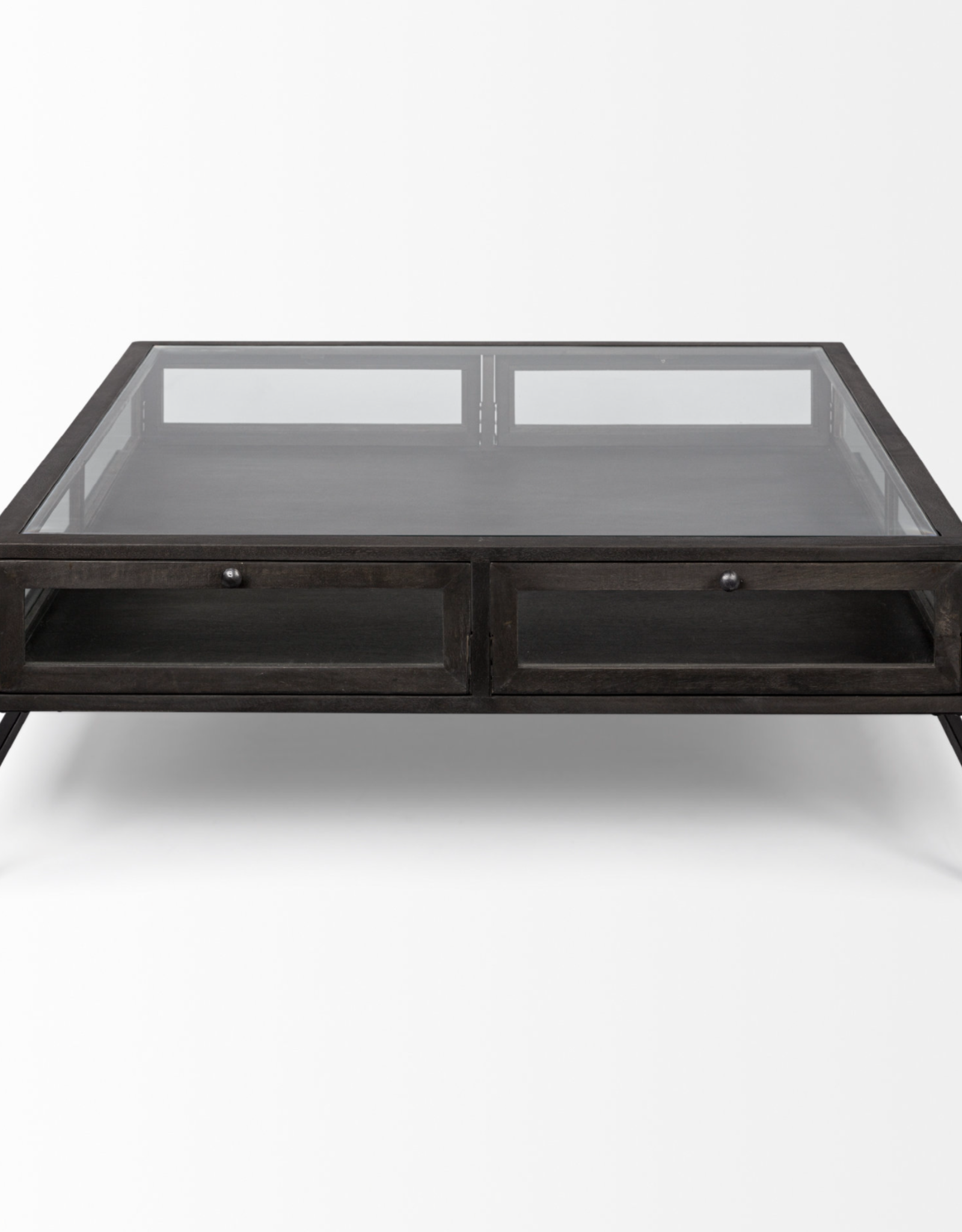 Arelius Square Display Coffee Table in Dark Brown