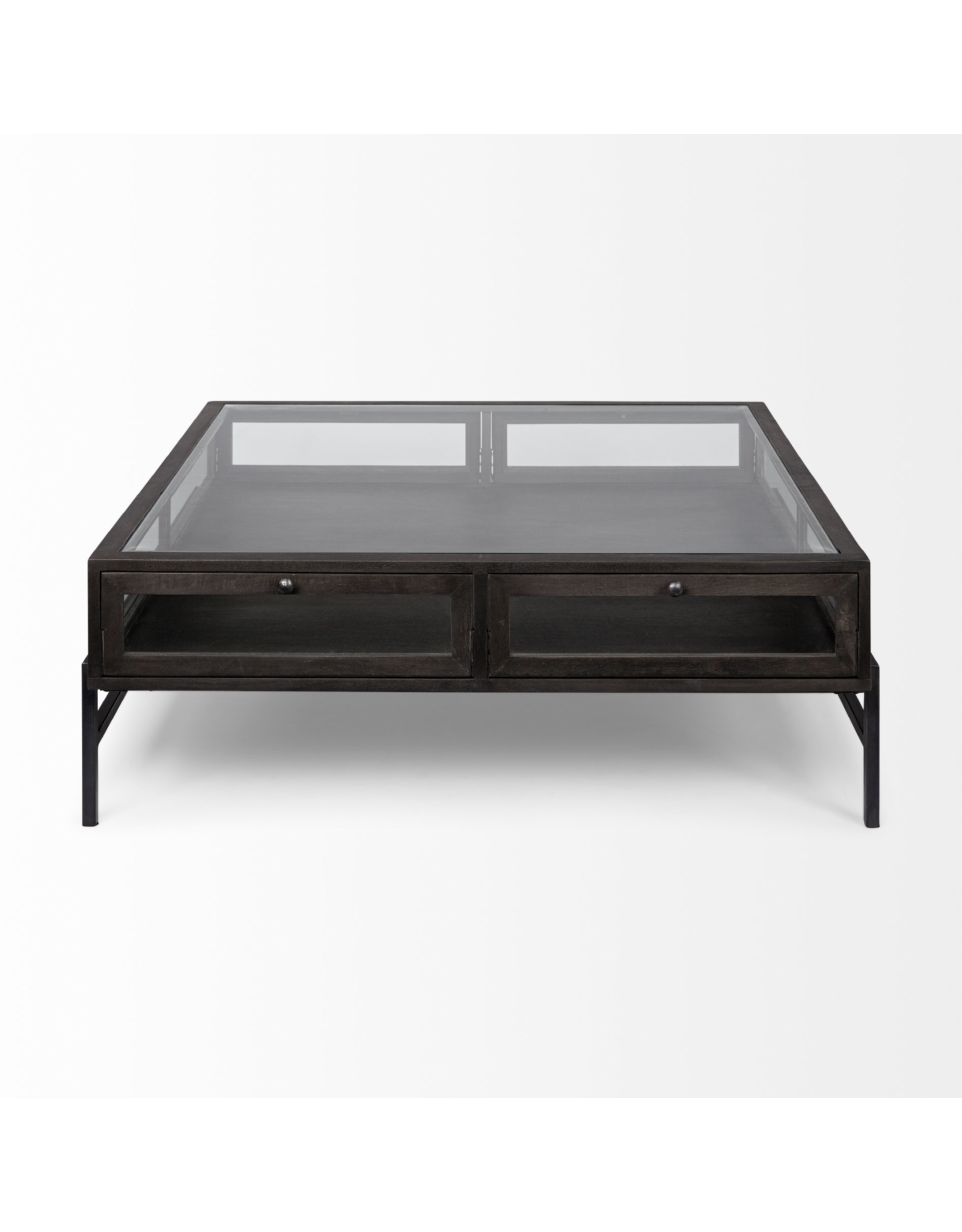Arelius Square Display Coffee Table in Dark Brown