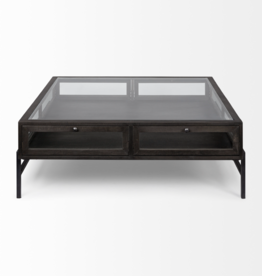 Arelius Square Display Coffee Table in Dark Brown