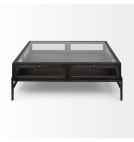 Arelius Square Display Coffee Table in Dark Brown