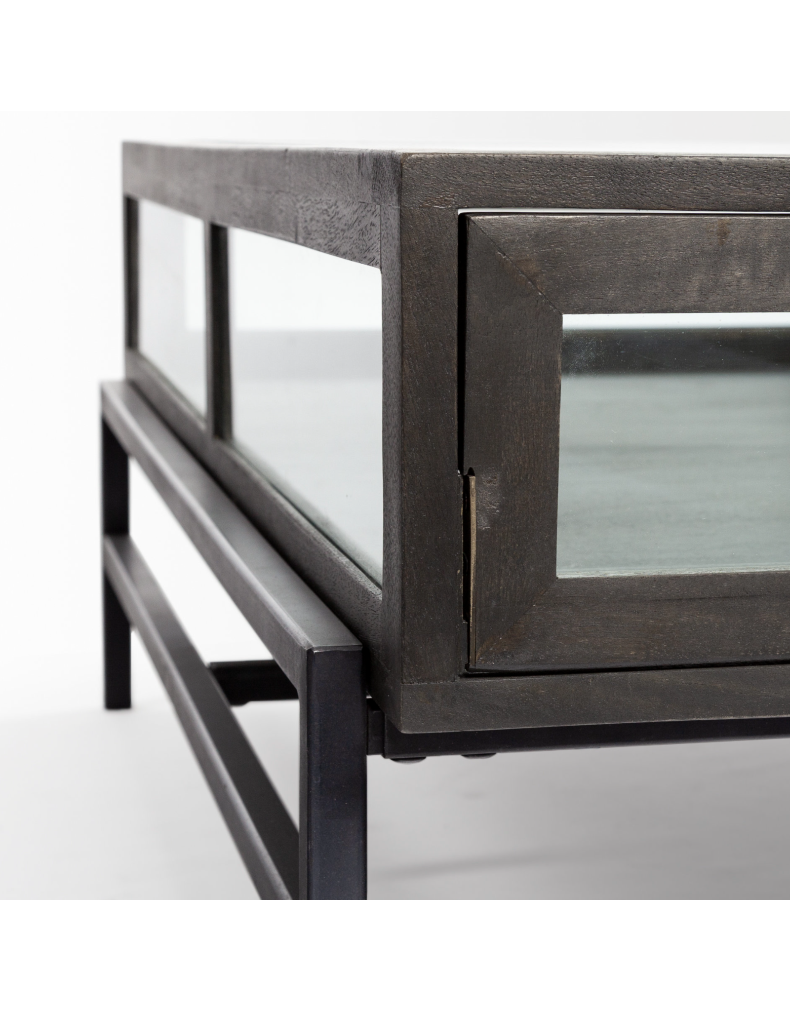 Arelius Square Display Coffee Table in Dark Brown