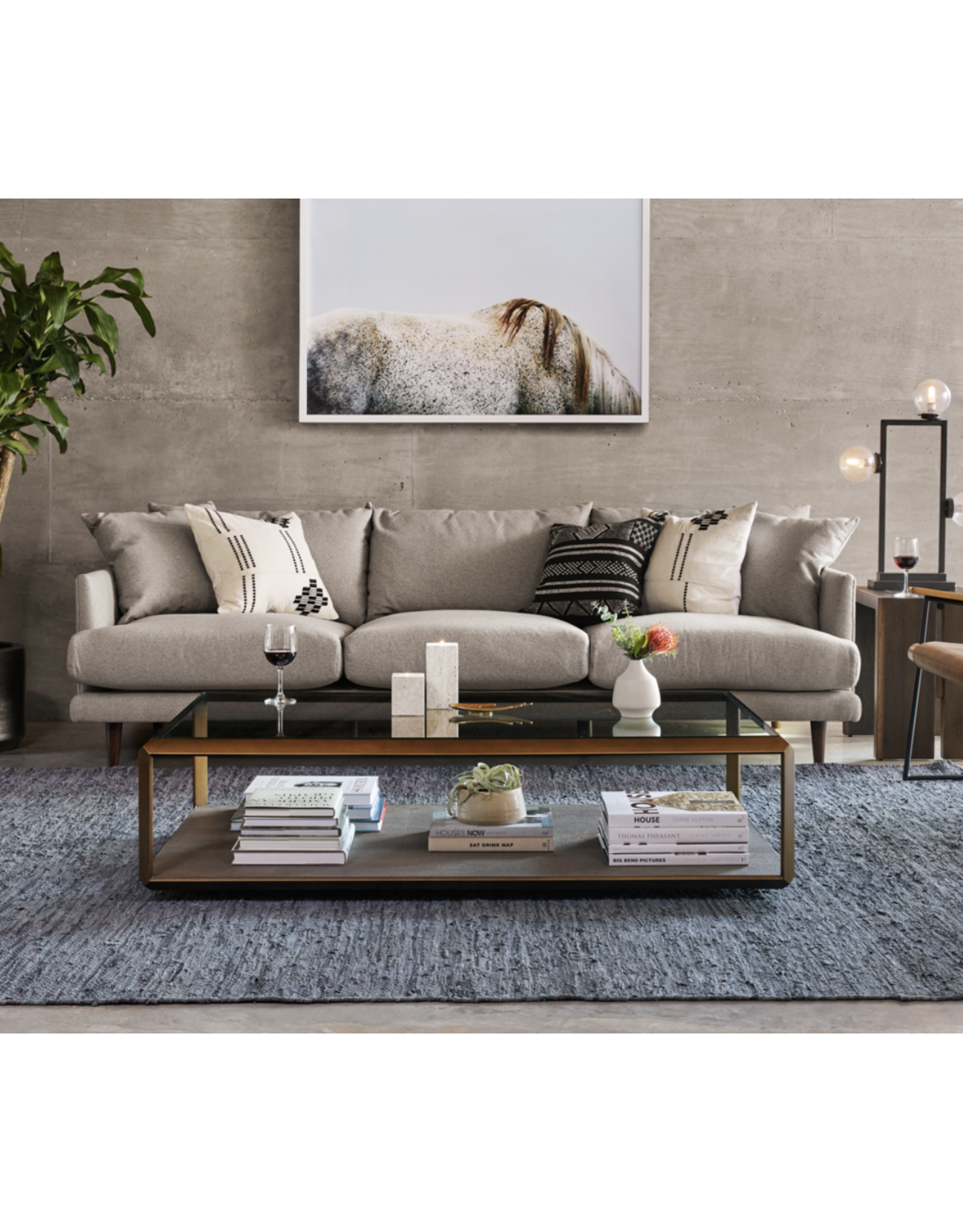 Shagreen Shadowbox Brass/Grey Coffee Table