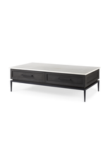 Divina Marble Top and Black Metal Base Coffee Table