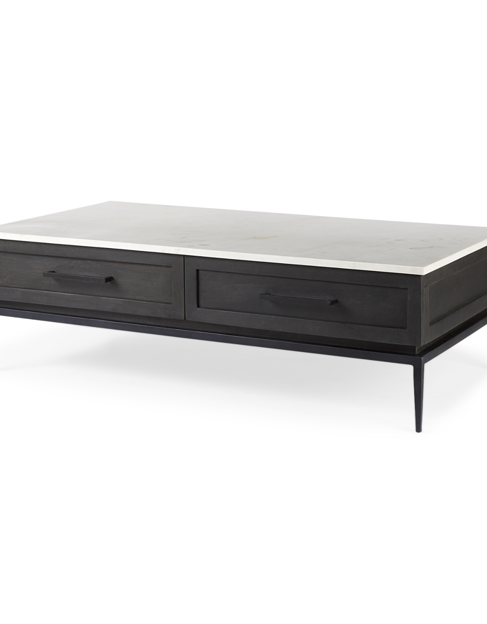 Divina Marble Top and Black Metal Base Coffee Table