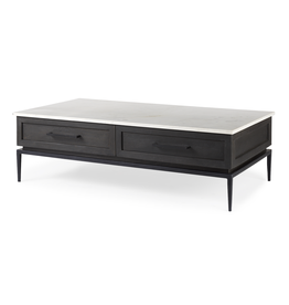 Divina Marble Top and Black Metal Base Coffee Table