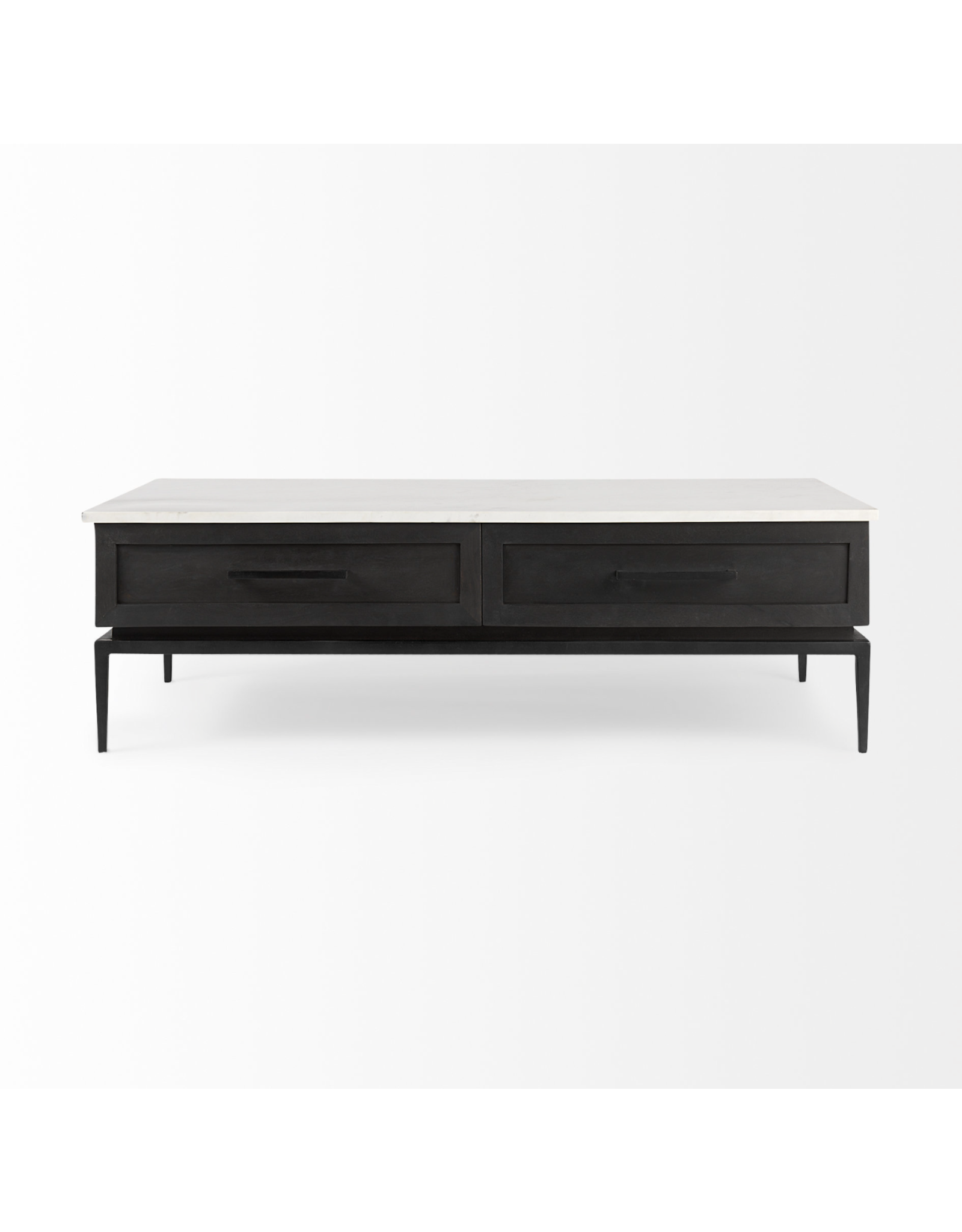 Divina Marble Top and Black Metal Base Coffee Table