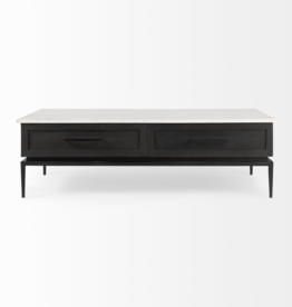 Divina Marble Top and Black Metal Base Coffee Table