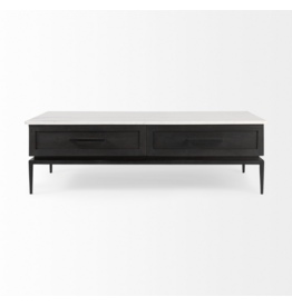 Divina Marble Top and Black Metal Base Coffee Table
